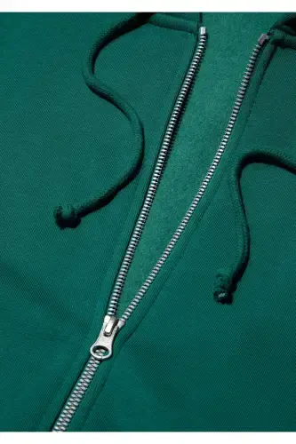 Green Hooded Zip-Up Sweatshirt 1610221-71874 - 7