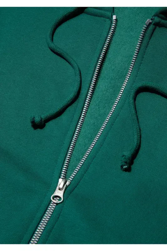 Green Hooded Zip-Up Sweatshirt 1610221-71874 - 7