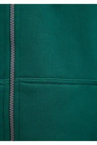 Green Hooded Zip-Up Sweatshirt 1610221-71874 - 8