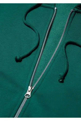 Green Hooded Zip-Up Sweatshirt 1610221-71874 - 7
