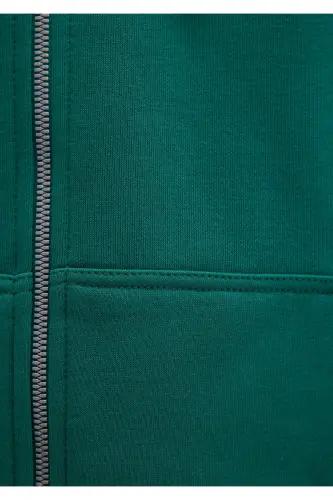 Green Hooded Zip-Up Sweatshirt 1610221-71874 - 8