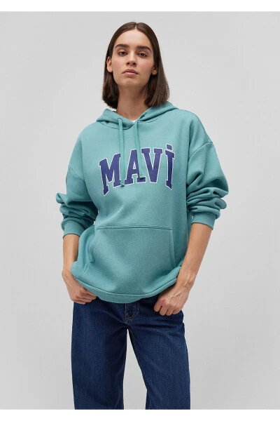 Green Hoodie with Logo Print 1600361-71823 - 9