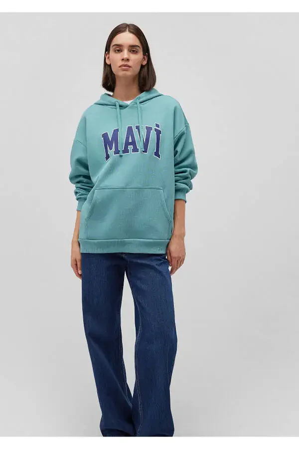 Green Hoodie with Logo Print 1600361-71823 - 10