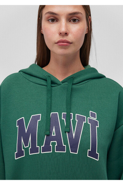 Green Hoodie with Logo Print 1600361-71892 - 5