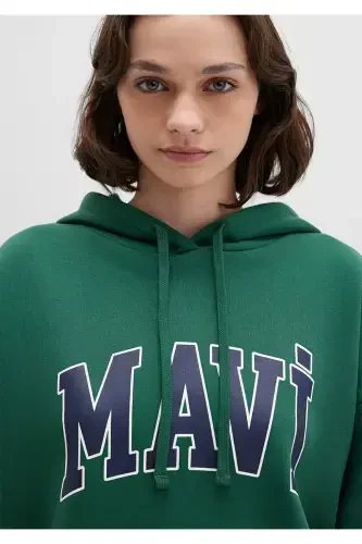 Green Hoodie with Logo Print 1600361-71892 - 6