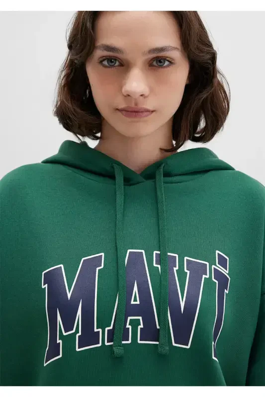 Green Hoodie with Logo Print 1600361-71892 - 6