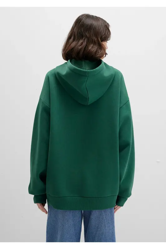 Green Hoodie with Logo Print 1600361-71892 - 5