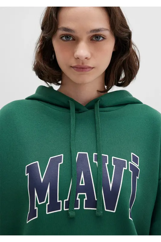 Green Hoodie with Logo Print 1600361-71892 - 6