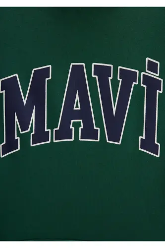 Green Hoodie with Logo Print 1600361-71892 - 7