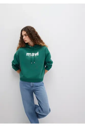 Green Hoodie with Logo Print 168334-71874 - MAVI (1)