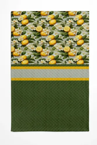 Green Leafy Lemon Patterned Printed Single and Children's Pique Set-Pattern - 3