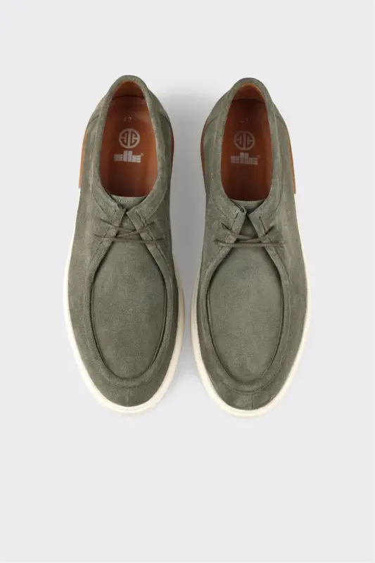 Green Leather Men's Casual Shoes - 4