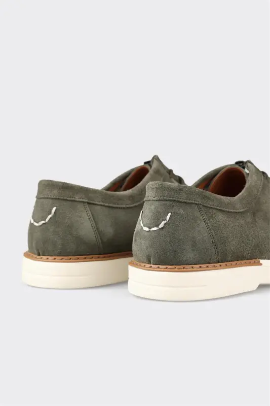 Green Leather Men's Casual Shoes - 5