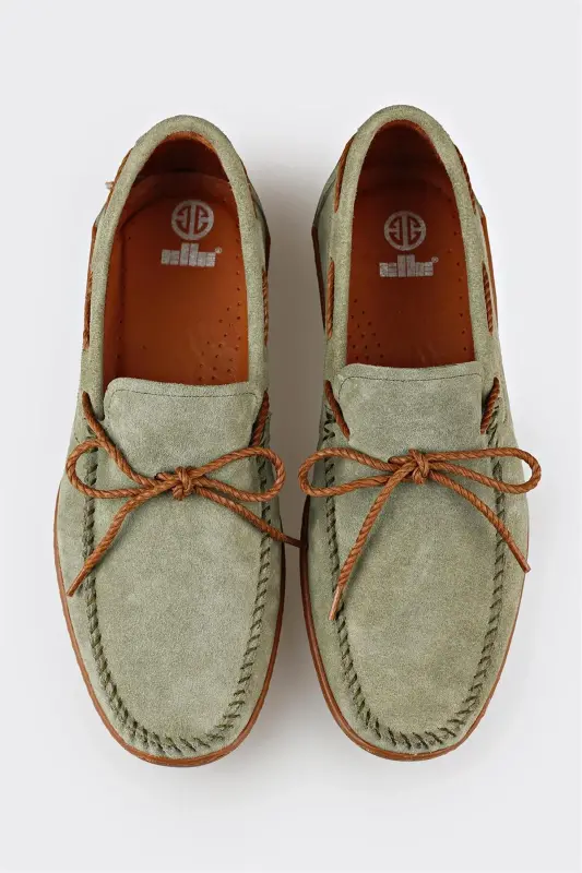 Green Leather Men's Casual Shoes-Green - 4