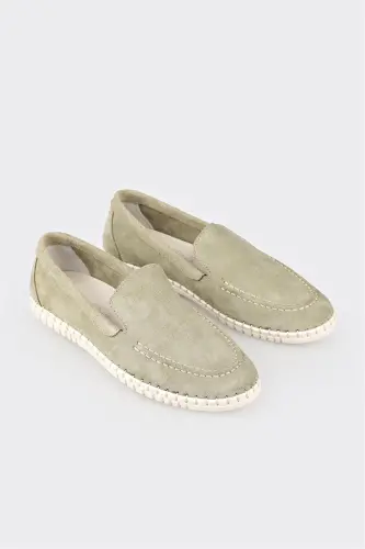 Green Leather Women's Sneakers-Green - ELLE SHOES (1)