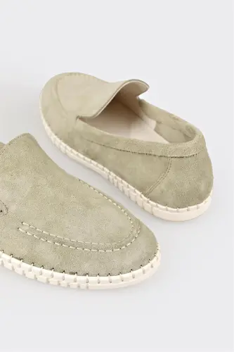 Green Leather Women's Sneakers-Green - 5