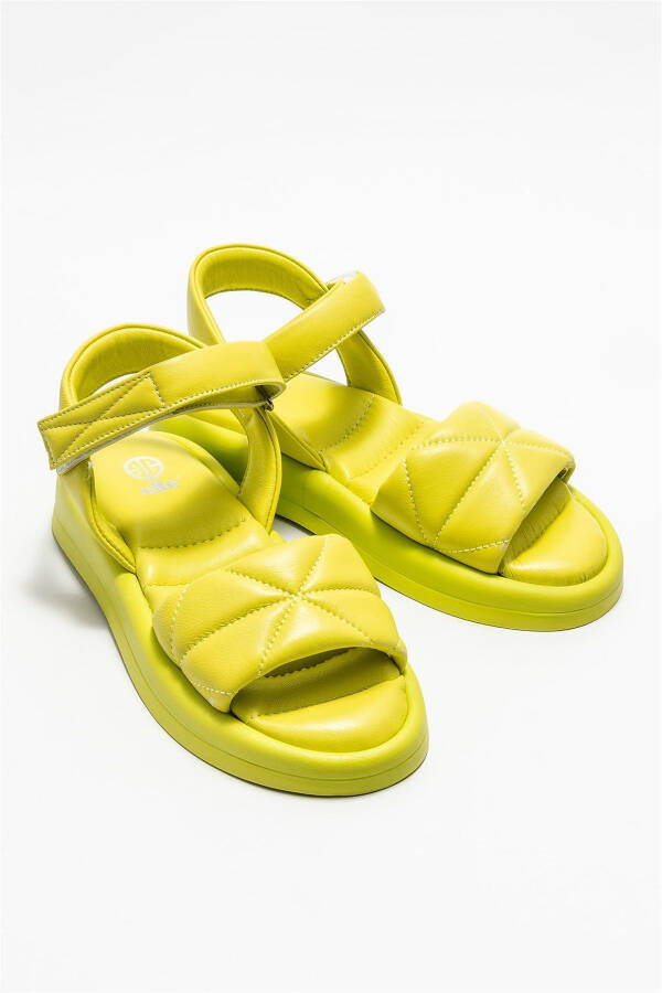 Green Leather Women's Sport Sandals - 2