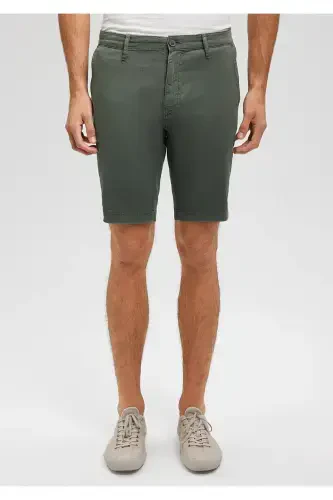 Green Linen Blend Chino Shorts 0436187704 - 3