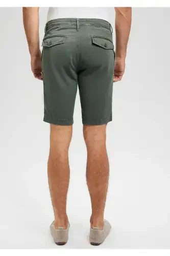 Green Linen Blend Chino Shorts 0436187704 - 4