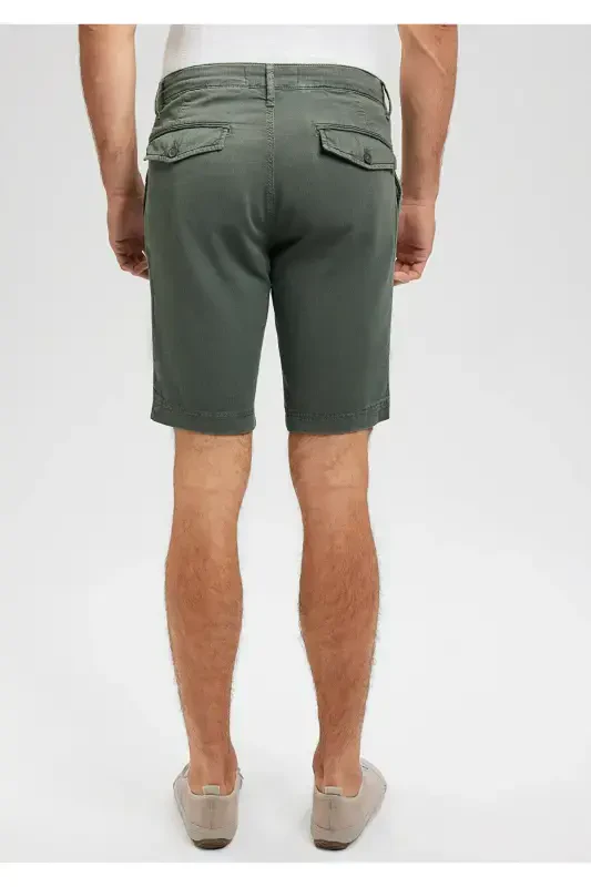 Green Linen Blend Chino Shorts 0436187704 - 4