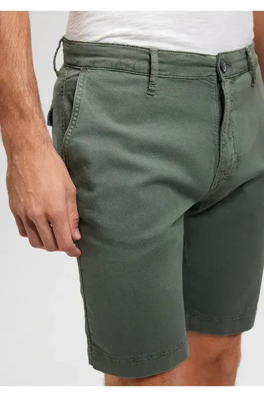 Green Linen Blend Chino Shorts 0436187704 - 5