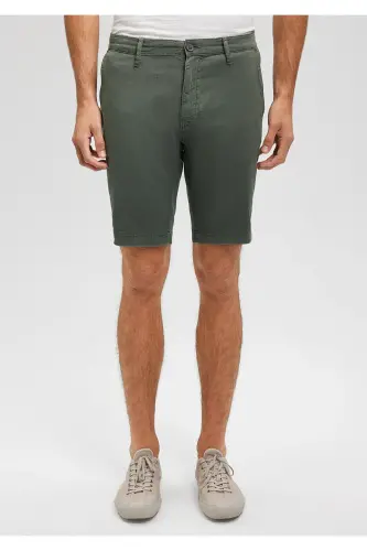 Green Linen Blend Chino Shorts 0436187704 - 3