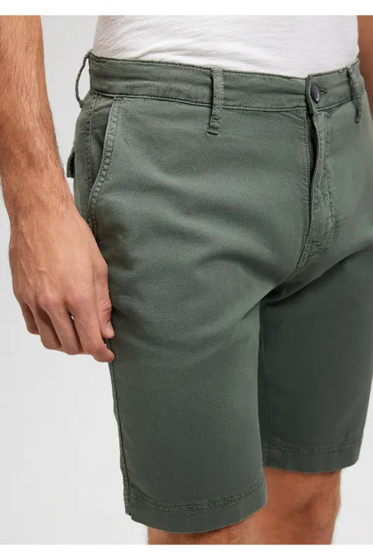 Green Linen Blend Chino Shorts 0436187704 - 5