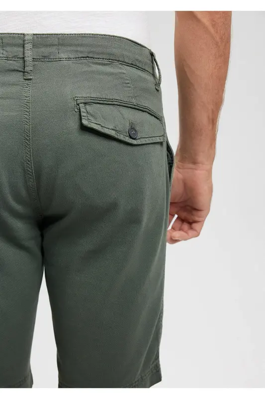 Green Linen Blend Chino Shorts 0436187704 - 6