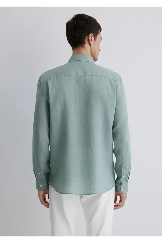 Green Linen Shirt Slim Fit 0211466-70 - 4