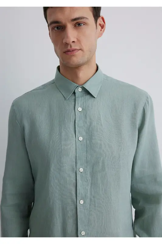 Green Linen Shirt Slim Fit 0211466-70 - 5