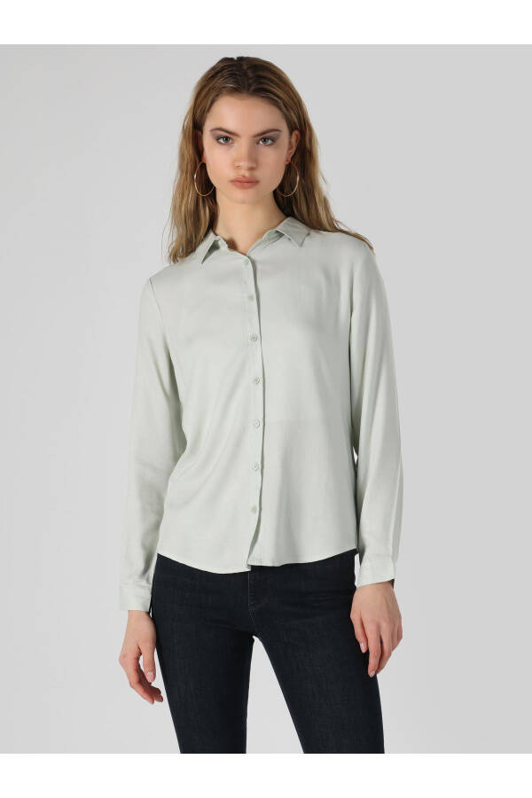 Green long sleeve regular fit shirt for women (Cl1048443) - 4