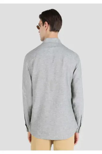 Green long-sleeved regular fit shirt for men. - COLIN'S (1)