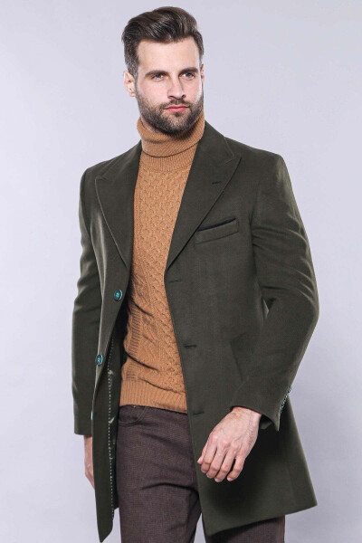 Green Men's Overcoat - 4