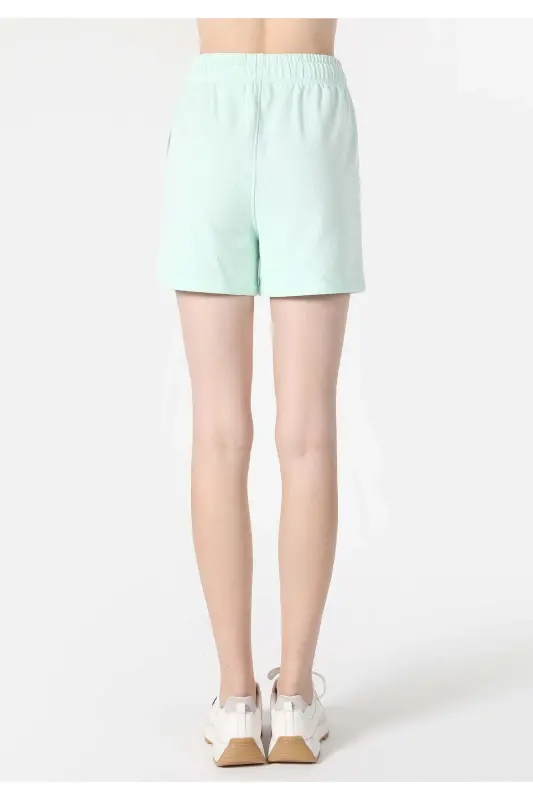 Green, mid-rise, regular fit shorts for women - 2