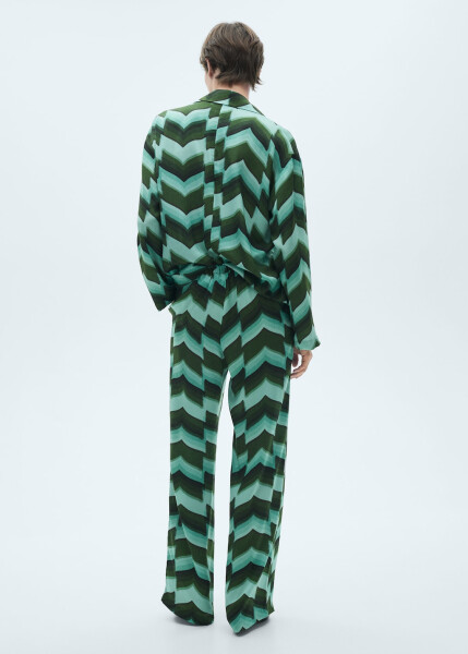 Green patterned pants with straight cut - 2