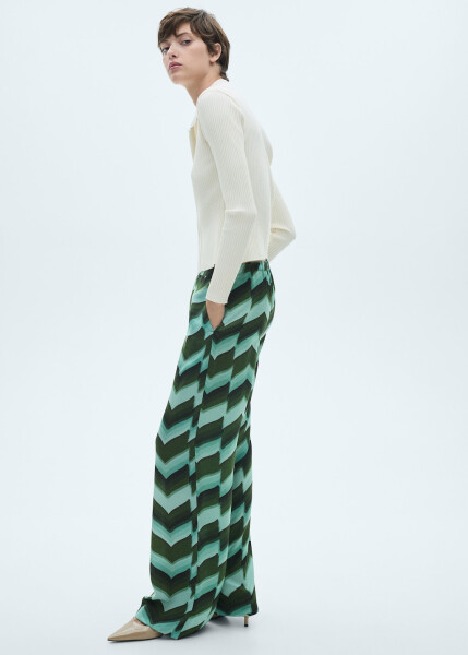 Green patterned pants with straight cut - 8