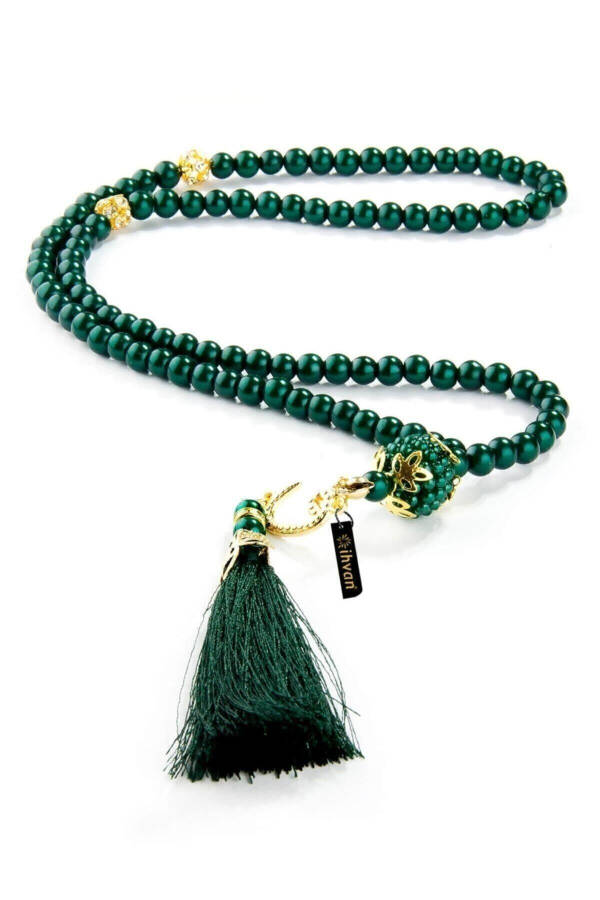 Green Pearl Prayer Tasbih with Tassels - 1