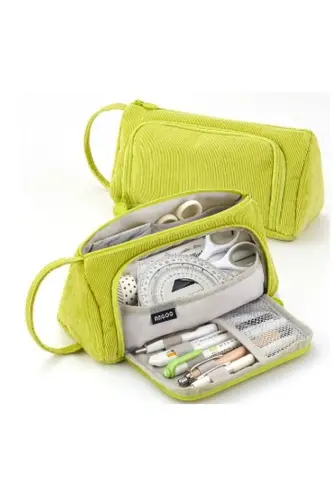 Green Pencil Case Pen Box Women's Cosmetic Cute Large Capacity Stationery - 1
