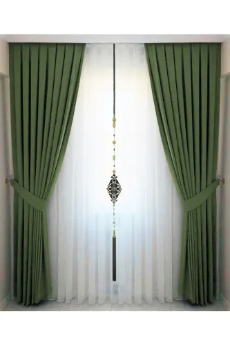 Green Pleated Velvet Backdrop Curtain High Quality Single Panel-Green - 4
