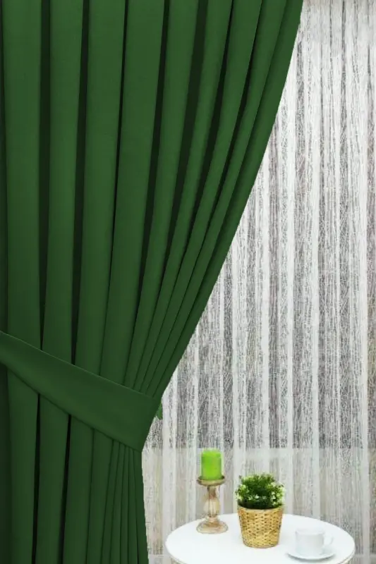 Green Pleated Velvet Backdrop Curtain High Quality Single Panel-Green - 2