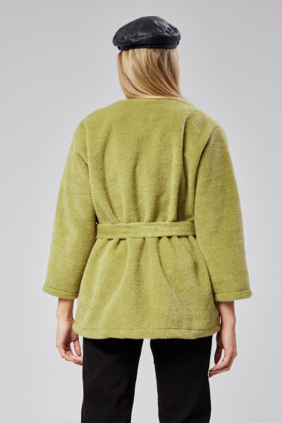 Green plush women's coat - 2