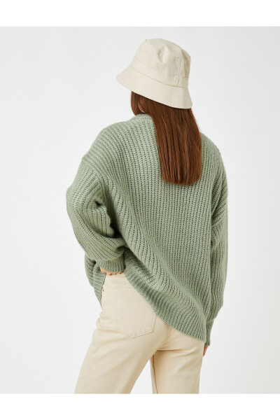 Green pocket knitted cardigan - 4