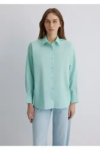 Green Poplin Shirt Oversize / Wide Fit 1210103 - 4