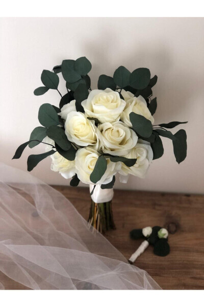 Green Populus Bouquet - Shock Bouquet - Artificial Bouquet - Rose Bouquet - Hand Bouquet - Hand Flower - 3