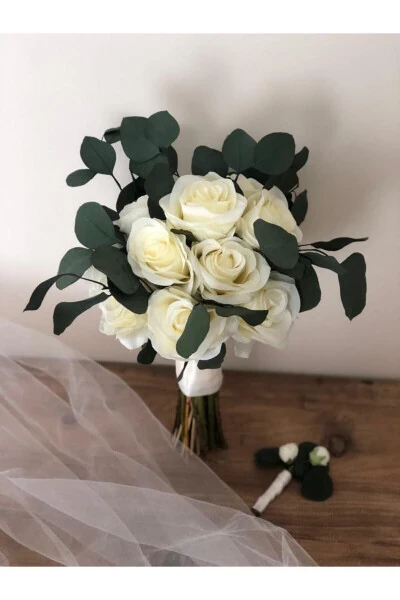 Green Populus Bouquet - Shock Bouquet - Artificial Bouquet - Rose Bouquet - Hand Bouquet - Hand Flower - 6