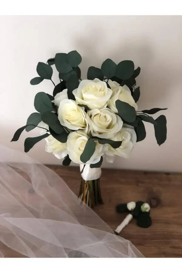 Green Populus Bouquet - Shock Bouquet - Artificial Bouquet - Rose Bouquet - Hand Bouquet - Hand Flower - 6
