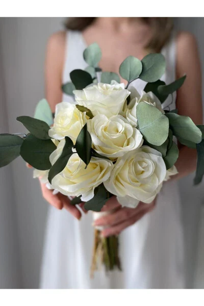 Green Populus Bouquet - Shock Bouquet - Artificial Bouquet - Rose Bouquet - Hand Bouquet - Hand Flower - 7