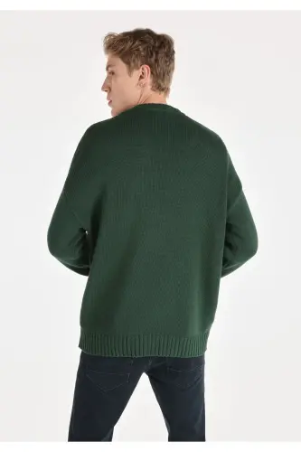 Green printed men's sweater, regular fit. - 2