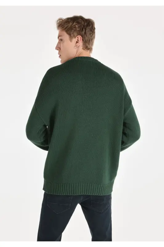 Green printed men's sweater, regular fit. - 2