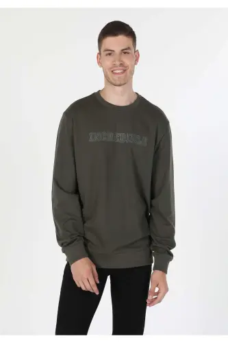 Green printed sweatshirt for men, Regular Fit. - 1
